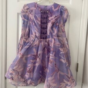 Zimmermann Lavender Pink Butterfly Floral Fit-and-Flare Dress